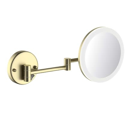 Kibi Circular LED Wall Mount One Side 5x Magnifying Make Up Mirror - Brushed Gold KMM102BG